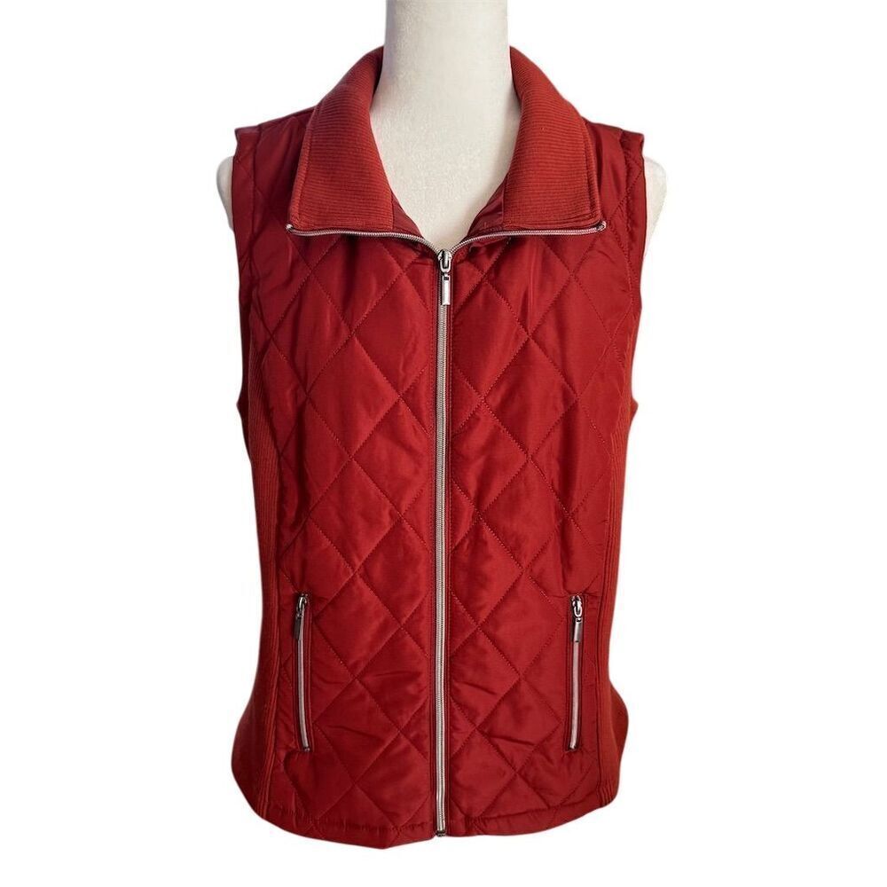 CJ Banks Quilted Vest Burnt Orange Size X/14W